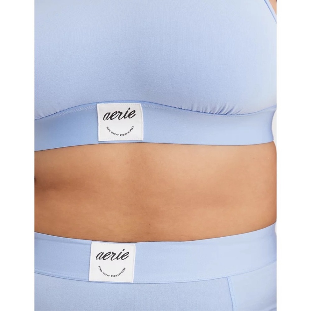 NWT Aerie High Neck Cotton Longline Bralette Womens Small Fresh Water Blue - Picture 3 of 8